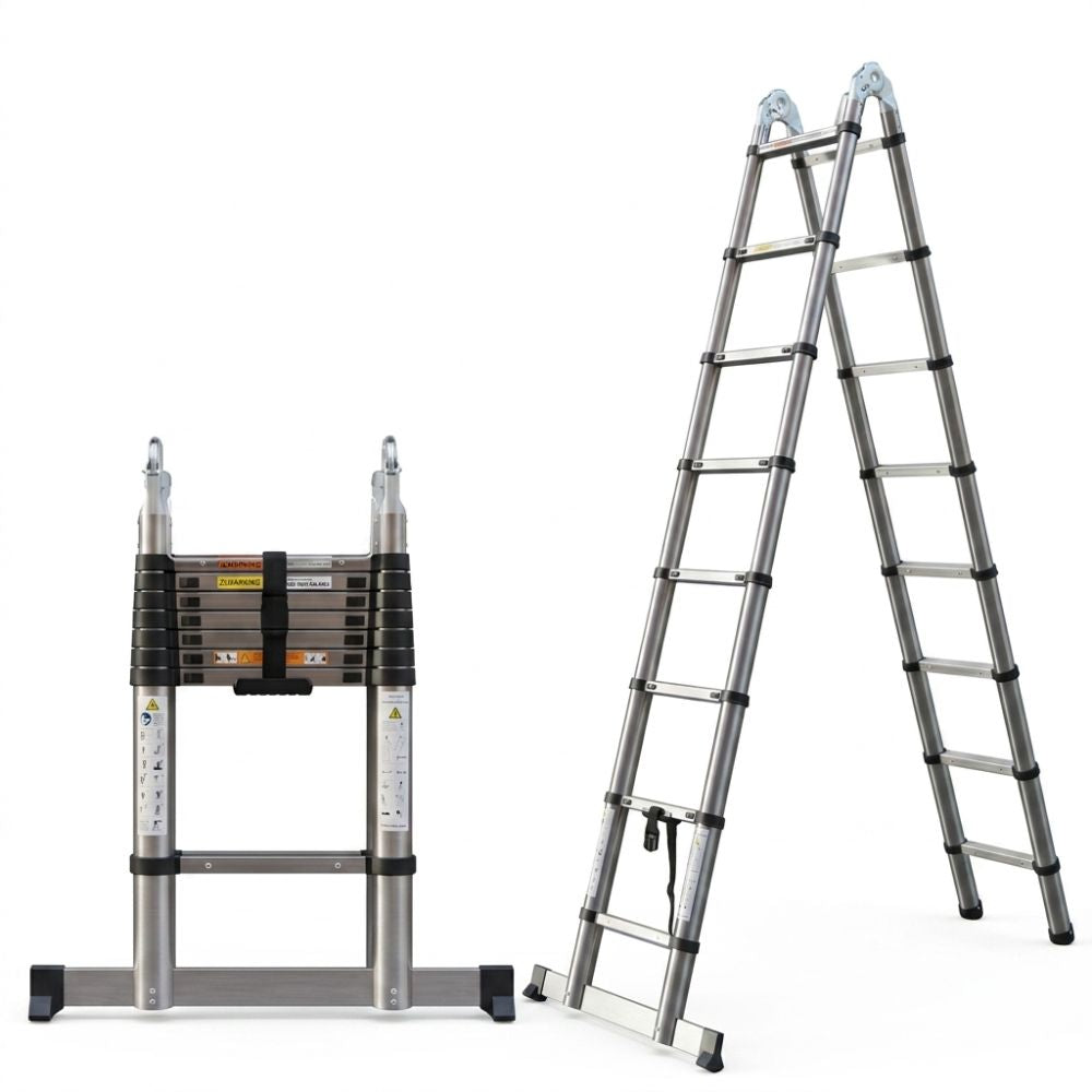 Schéma des dimensions de l'échelle pliante 2-en-1 acier inoxydable | Everclimb