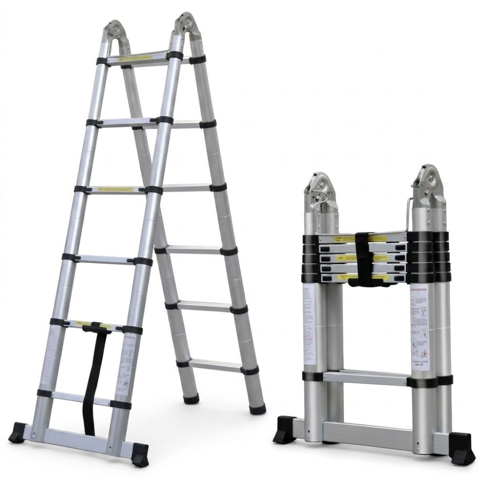 Échelle pliante 2-en-1 en aluminium, escabeau A et position droite | Everclimb